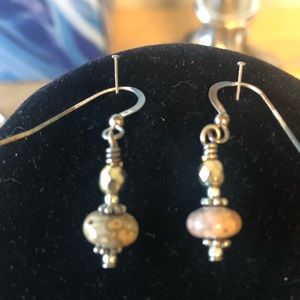 New Leopardskin Jasper, Crystal and Silver Earrings